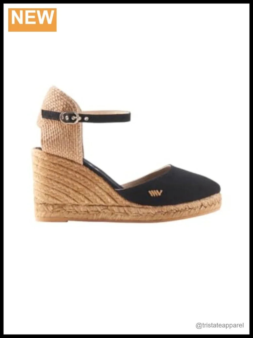 Wedge Espadrille Sandals Canvas Buckle Ankle Strap 3.5 Inch Heel